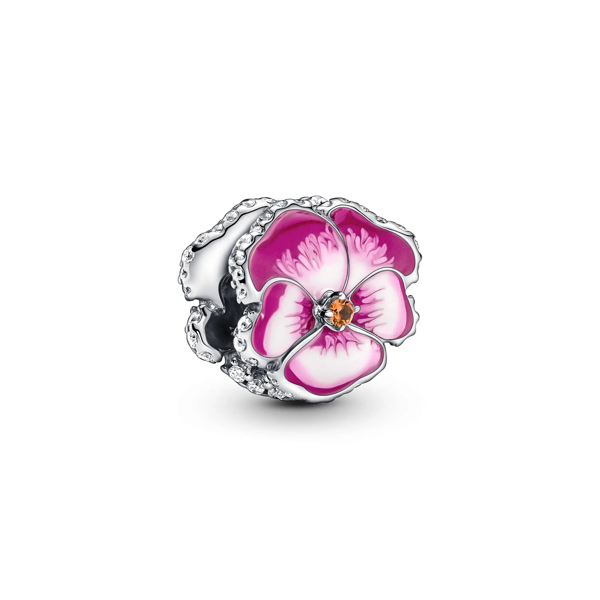 Pandora Moments Pink Pansy Flower Charm 790777C01, Charms & Pendants, Enamel, Handpainted
