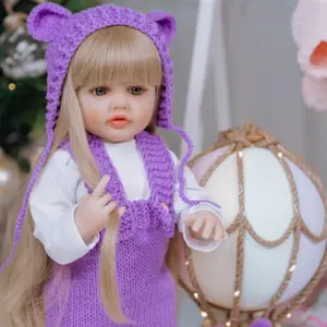 BZDOLL 55cm 22inch Full Body Vinyl Reborn Baby Girl Doll, Bath-Safe Toy, Lifelike Princess Toddler, Suitable as a Birthday Gift for Children Soft Silicone Reborn Doll with Washable Feel