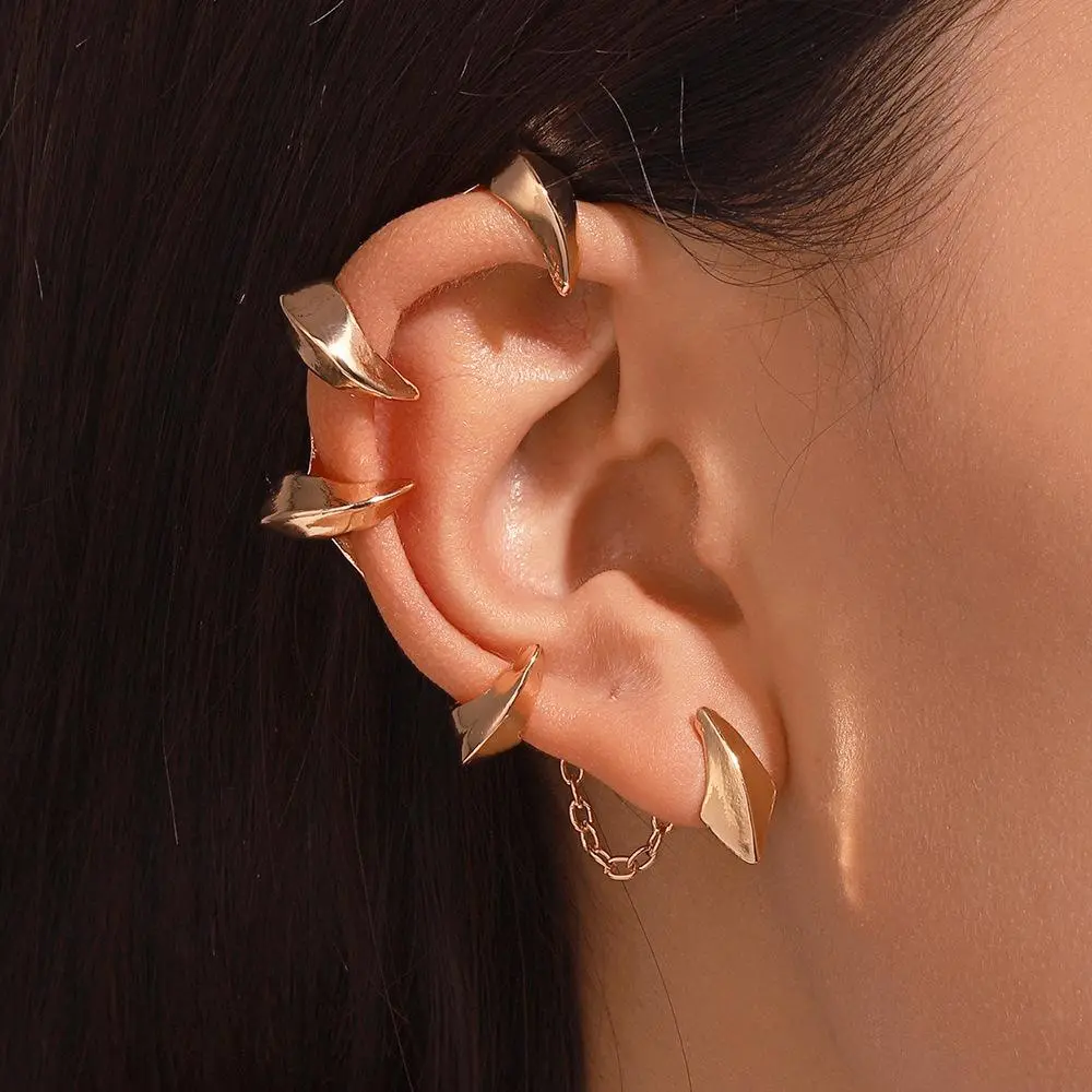 Gothic devil ear clips, punk geometric ear bone clips, light luxury niche fashion non-hole ear clips