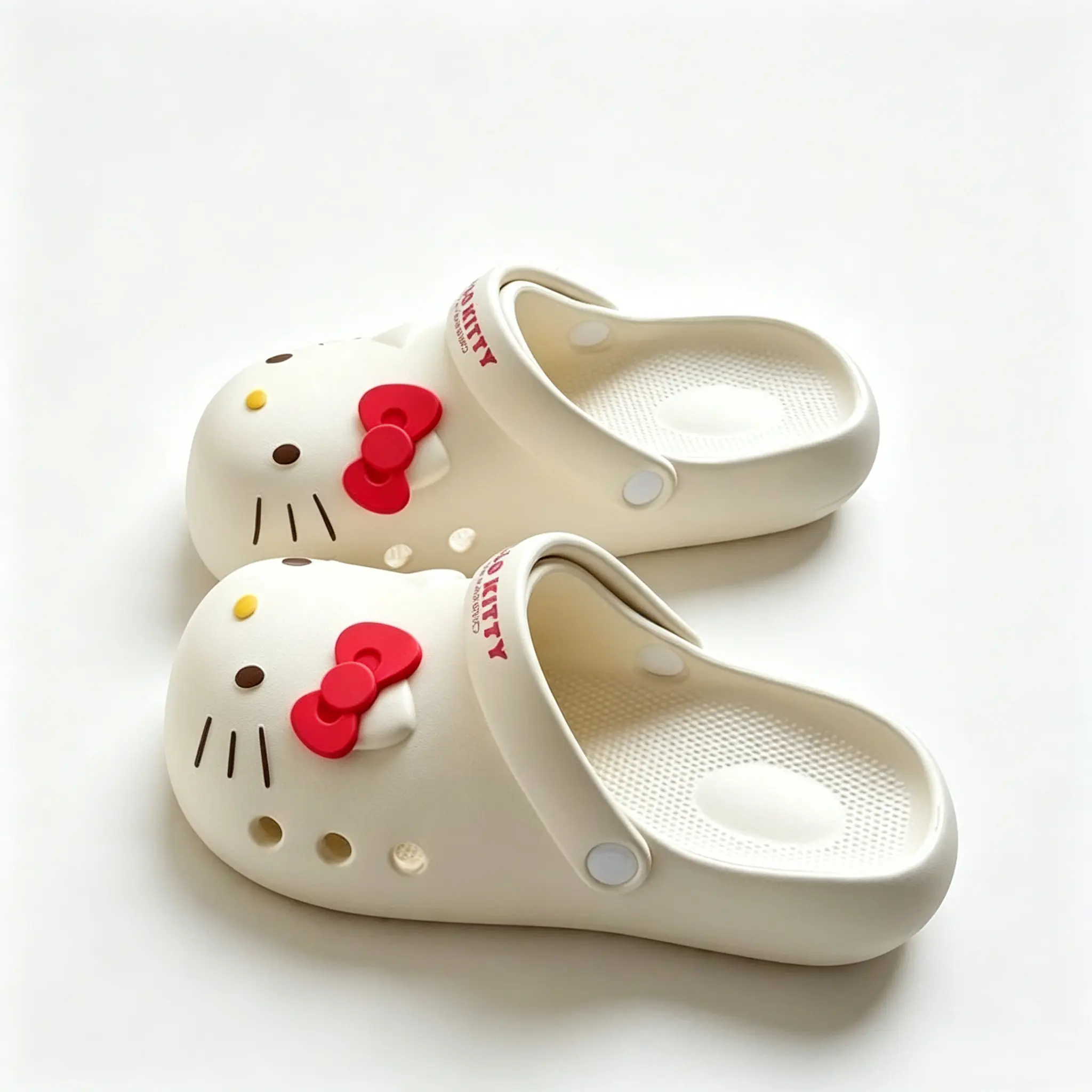 Sanrio Hello Kitty White Hole Clog Shoes Breathable EVA Non-Slip Beach Slippers Kawaii Casual Garden Sandals for Girls & Kids