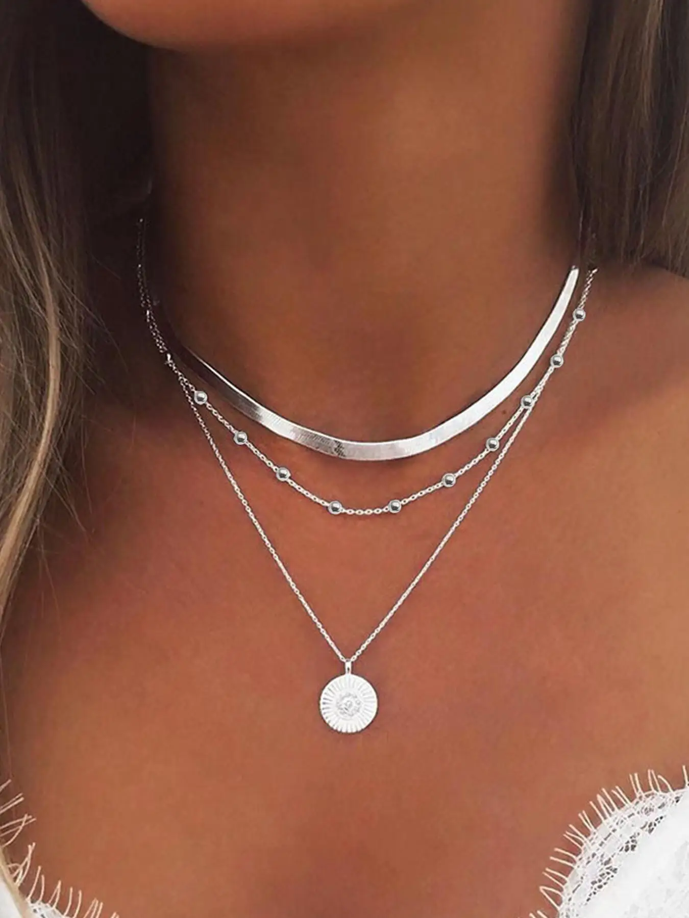 Fashionable Casual Multi-layer Flower Round Pendant Necklace, Fashion Jewelry for Party, Daily Clothing Decor, Trendy All-match & Exquisite Jewelry fo