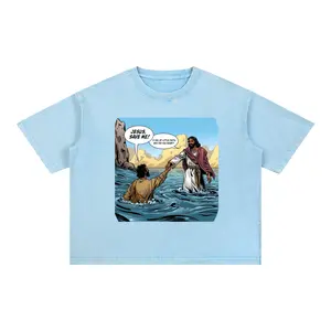 LORD SAVE ME! JESUS & PETER - SACRED (Mineral Wash Boxy Cotton T-Shirt)