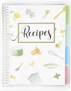 8.5" x 11" Recipe Book to Write in Your Own Recipes, Personal Blank Recipe Notebook Binder, Removable Hardcover Empty Recipe Journal Cookbook Binder with 8 Dividers and 24 Tabs, Hold up to 240 Recipes