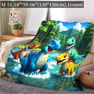 Dinosaur Pattern Blanket, 1 Count SoftComfortable Warm Throw, Air-conditioned RoomBlanket, Warm Nap Blanket for Home OfficeTravel Camping 60 x 80''Flannel material Cartoon Anime Blanket