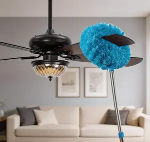 Multi-Purpose Microfiber Duster with Long Telescoping Handle, Reusable Cleaning Tool for Ceiling Corners, Window Blinds, Air Vents, Tall Furniture and Car Interior