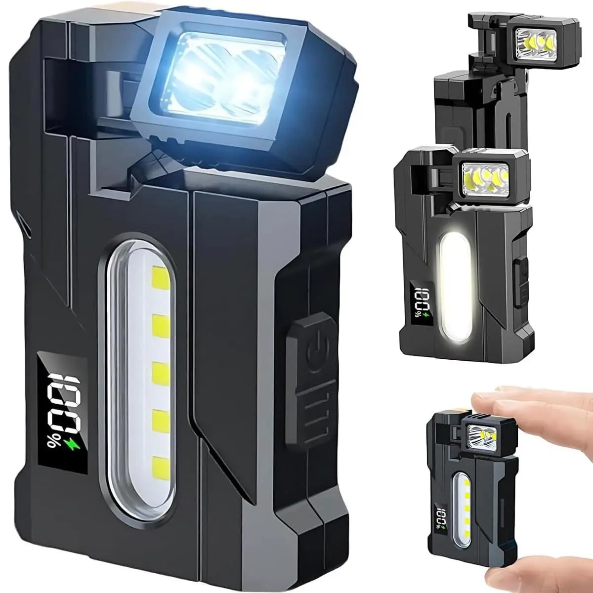 High Lumen Flash Lights - 500 Lumens Rechargeable Mini Pocket Torch with 180° Rotatable Magnet, 3 Modes Dual Light, Keychain, 1200mAh Battery for Outdoor Camping Emergency Daily Carry, High Lumen Flashlight, Multifunctional Lighting