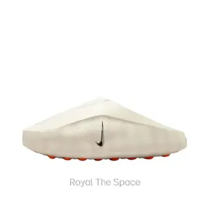 Beige Thick-Soled Massage Slides, Orange Spherical Outsole, Breathable Fabric Upper, Pre-Game Recovery Tech Mules