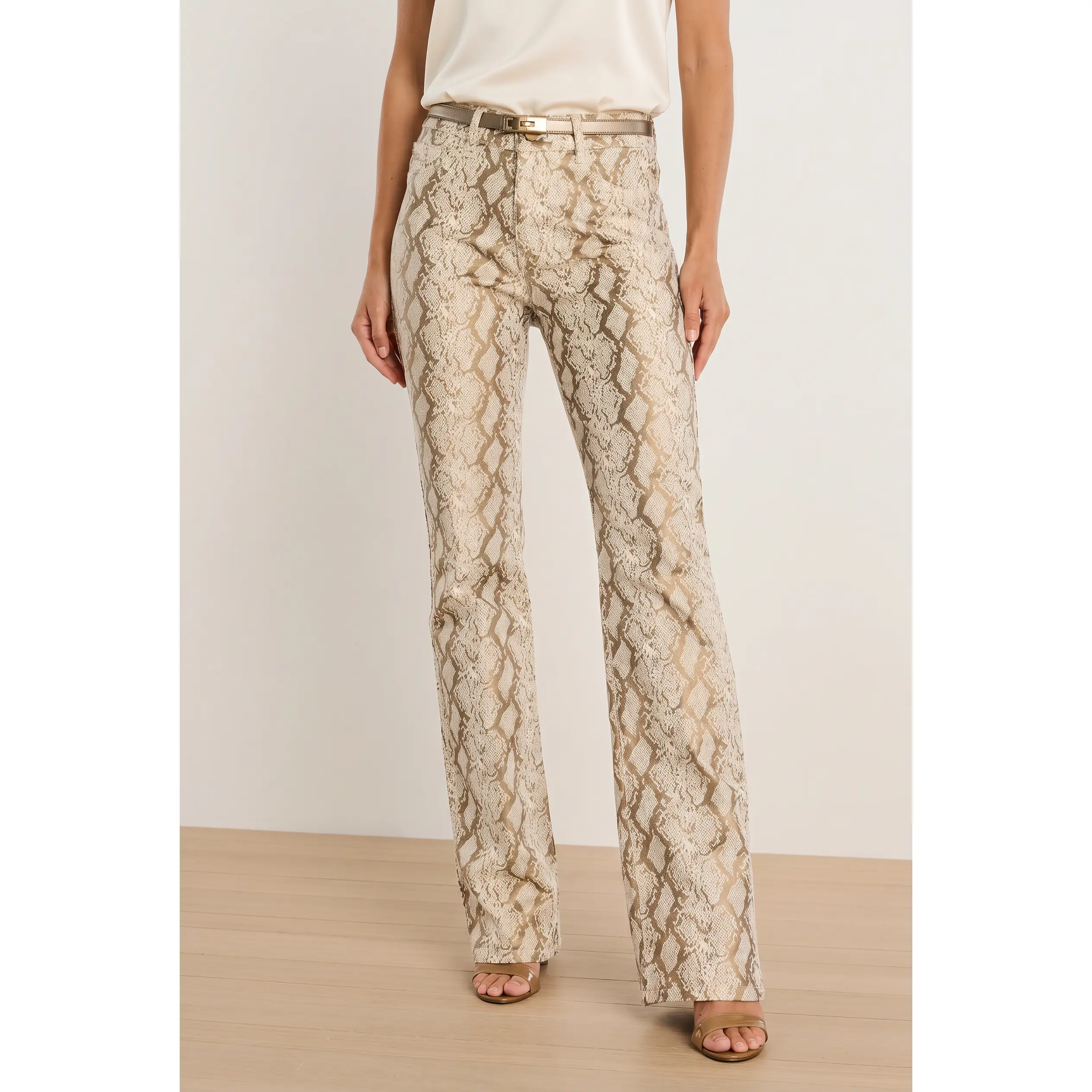 Aria Flare Jean - Gold Python