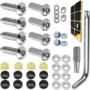 8PCS Anti Theft License Plate Screws, Tamper Resistant Licence Plate Kit, Stainless Steel License Plate Screws for Protection Car License Plates