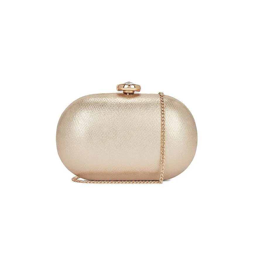 olga berg Marta Metallic Clutch in Gold