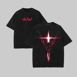 Men's Unisex Neon Genesis Evangelion Unit 01 Oversized Short-Sleeve Tshirt - Vintage Anime Graphic, Acid Wash Streetwear, Spear of Longinus Cross, Heavyweight Cotton Fabric, Harajuku Casual Classic Top, Jeans-Jacket Compatible