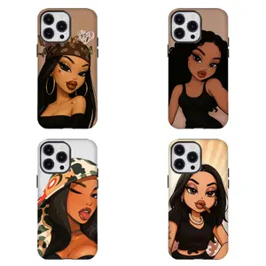 B-Bratz Black Girl Baddie Phone Case Streetwear Cartoon Aesthetic Compatible for iPhone 17 16 15 14 13 12 11 and for Samsung S21-S25 Ideal Gift for Firends