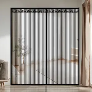 Magnetic Mesh Door, Mosquito & Fly Screen Door Curtain, Easy Installation, Lace Top Design, Pet Friendly, Privacy Barrier for Living Room, Bedroom, Garage