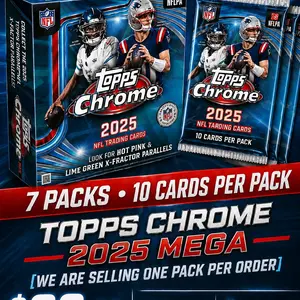 Topps Chrome 2025 Mega Box - 1 Pack per Order with 10 Cards & Exclusive X-Fractor Parallels - Perfect for Collectors & Breakers