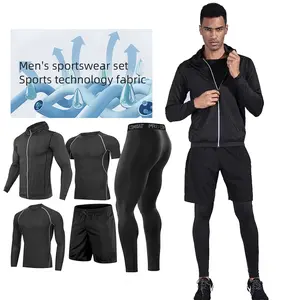Men's Multi-Piece Fitness Gear: Breathable High-Stretch Compression Set for Running, Lifting & Training