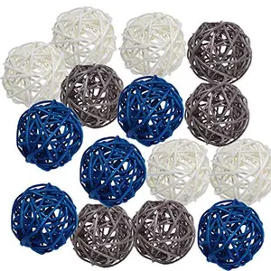 15pcs Big Wicker Rattan Balls -Mixed 3 Colors Decorative Balls for Bowls, Vase Filler, Coffee Table Decor, Wedding Party Centerpieces Confetti