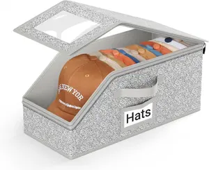 Stackable Baseball Cap Storage Box, Holds Up to 24 Hats – Durable Foldable Cardboard Organizer, Large Capacity Hat & Toy Storage Solution, Versatile Home & Bedroom Organizer, Dustproof, Space Saving