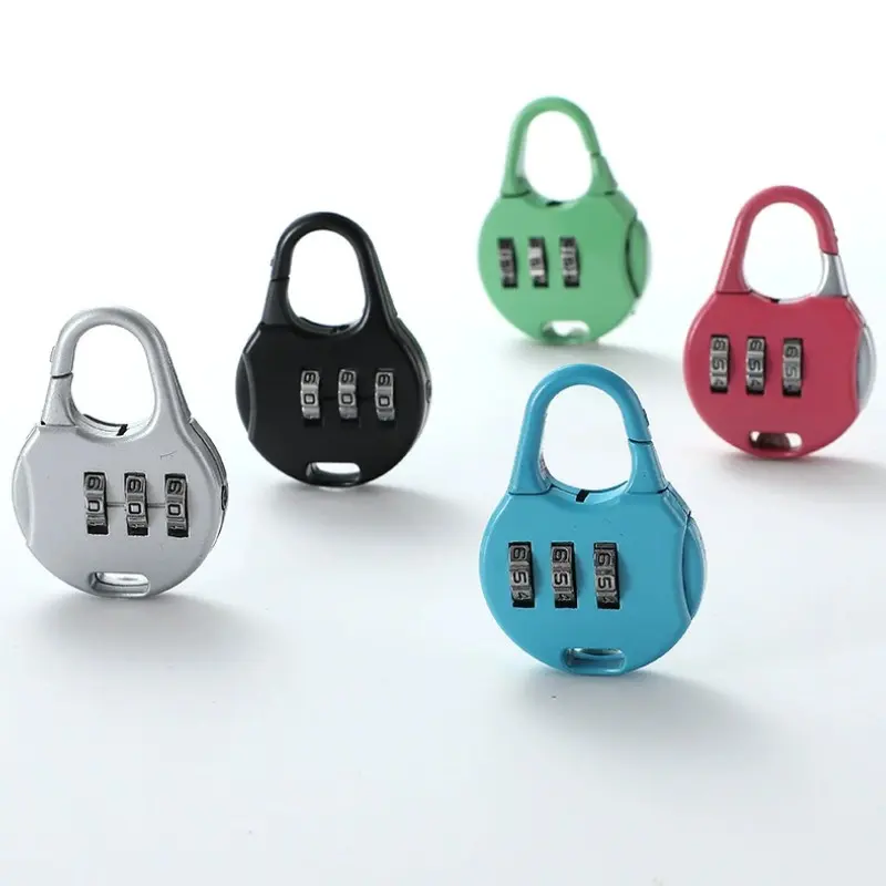 3-Pack Mini Password Locks, combination padlock, 3-Digit Resettable, Universal for Luggage Backpack Storage Cabinet, Random Colors Shipped, Security Lock