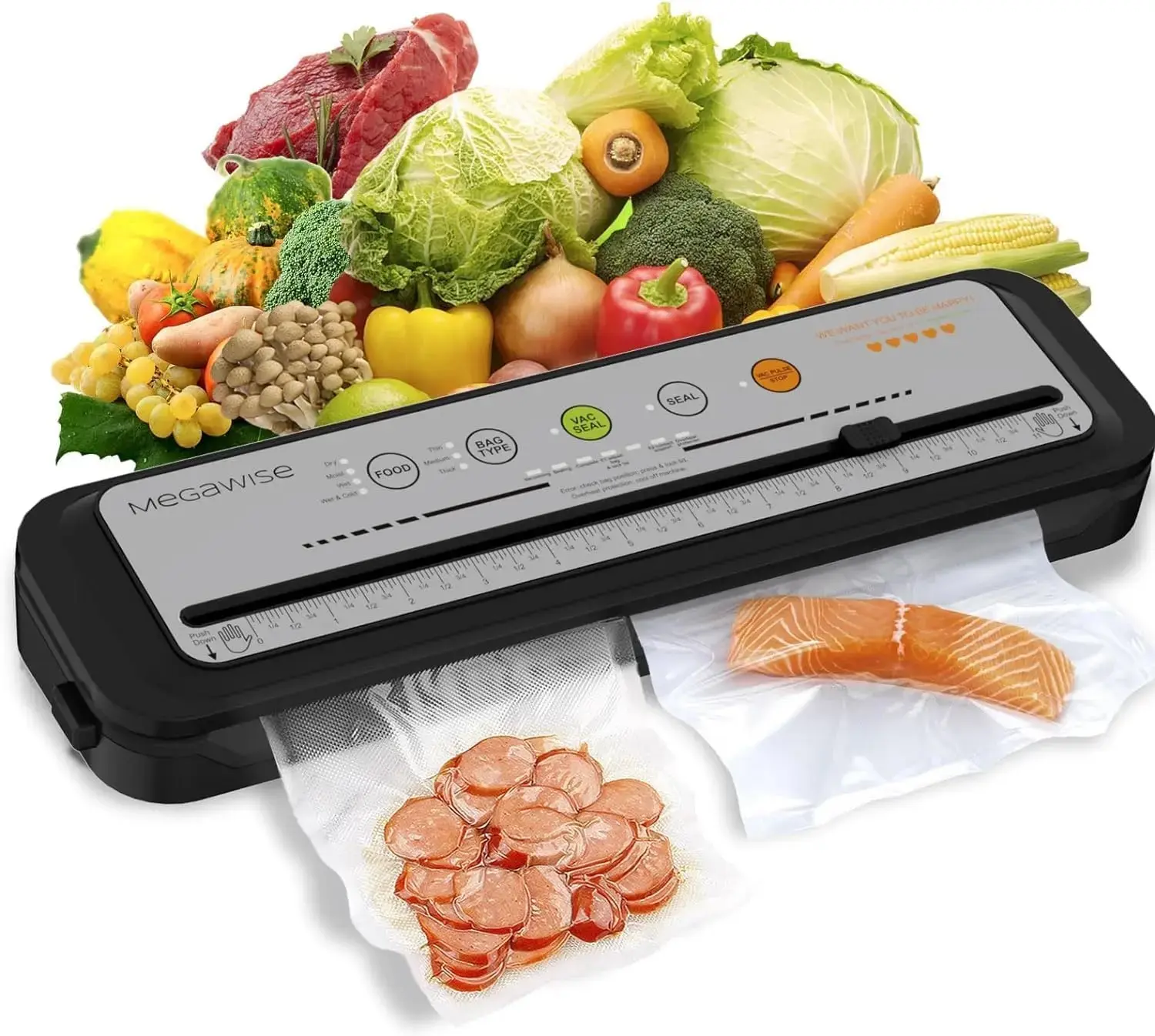 2025 Powerful Vacuum Sealer Machine | Compact Design | One-Touch Automatic | Seal in 10-20 Seconds | Dry, Moist, Wet, and Cold Modes | With 10 Vacuum Bags & Built-in Cutter (Grey)