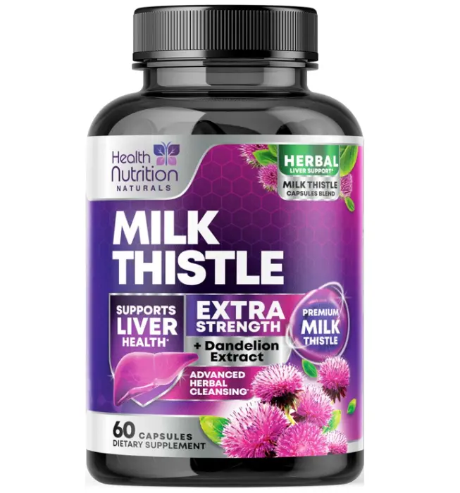 Milk Thistle Supplement - Advanced Liver Cleanse Detox & Repair with Dandelion Root Extract - Natural Milk Thistle Silymarin Marianum Extract Liver Health Support, Non-GMO, Bottled USA - 60 Capsules