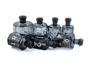 Onyx Potion Bottle Resin Liquid Core DnD Dice Set 7-Piece Void RPG Dice with Glitter Core for Dungeons & Dragons Pathfinder and Other Tabletop RPGs Polyhedral Dice Set Durable