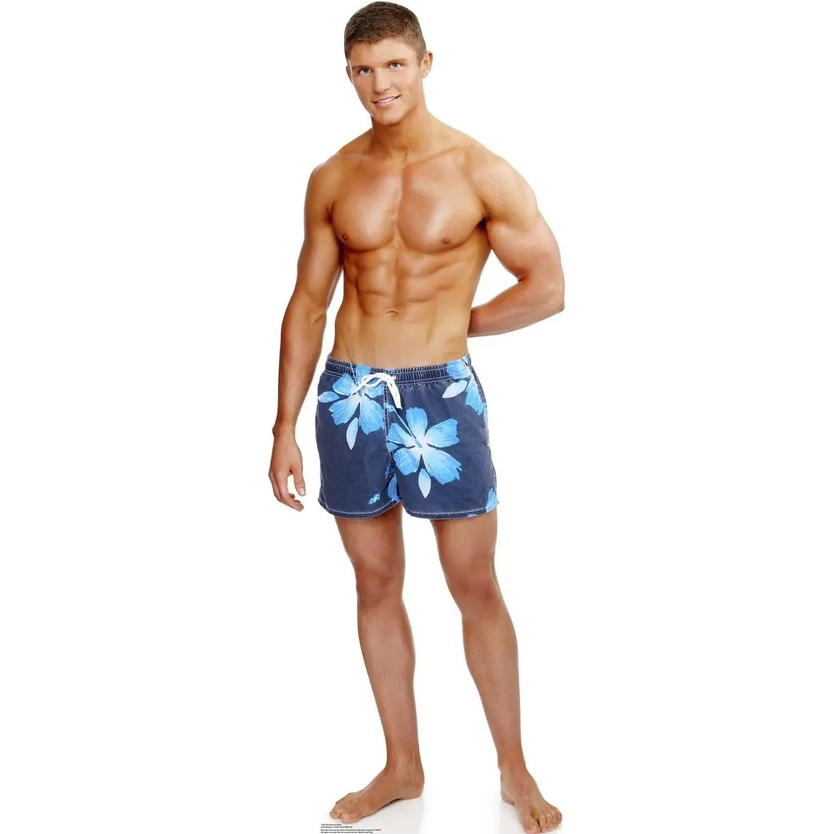Lifesize Cardboard Cutout Standup - 72x25 in. Prints, Standalone Beach Muscle Man Decor, Beach Party Supplies with Stand for Home Decor, 72 X 25 In.