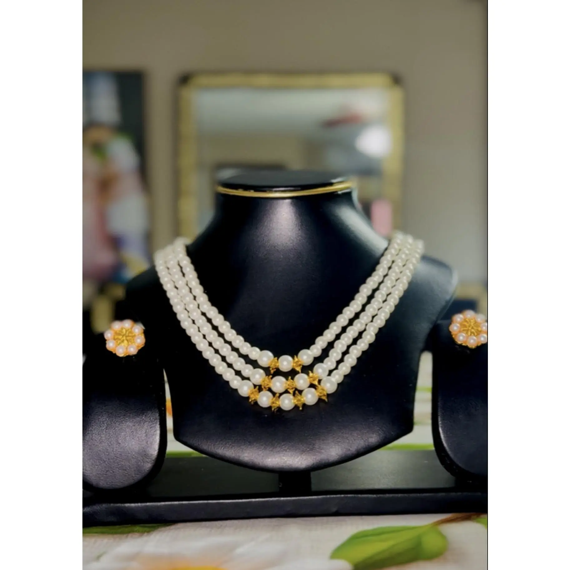 Pearl Mala - 9 Gadi Type, Elegant Pearl Necklace with 9 Gadi Design, Perfect for Special Occasions