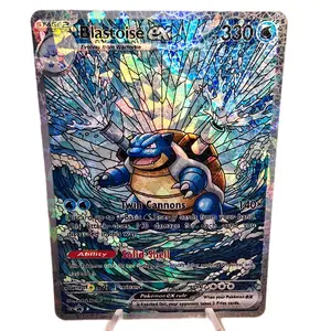 Blastoise ex Stained-Glass Pattern Fractal Glass Holo NEW: Optional Texture Card