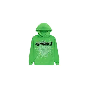 Sp5der Punk V2 Rhinestone Hoodie Bright Green
