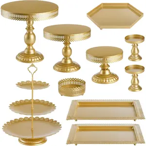 Set of 10 Cake Stand, Metal Cupcake Stand Set with Multiple Combination Styles, Dessert Plate Cake Serving Tray Candy Fruit Display Tower for Wedding, Birthday Party,  Shower, Anniversary