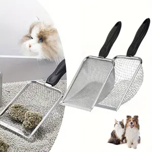 2 Pcs Pet Cat Litter Scooper,2mm and 5mm Fine Mesh Cat Litter Scooper,Climbing Pet Litter Scooper,Stainless Steel Cat Litter Cleaner,Bearded Dragon Metal Rake for Sand Bed Aquarium Terrarium tools