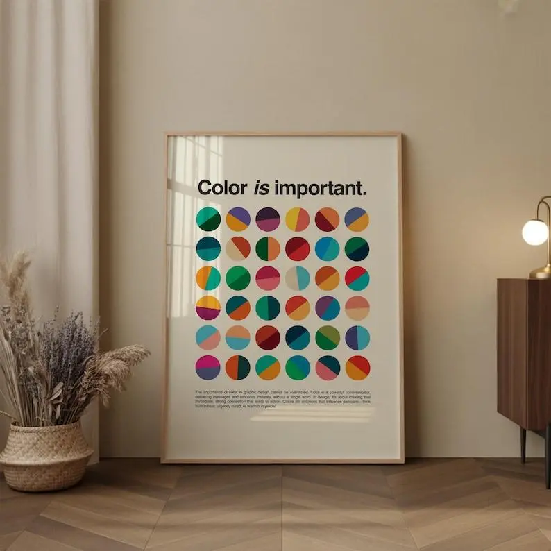 Bauhaus Exhibition Poster  Color Palette Wall Art  Cool Typography Print  Color Theory & Principles Of Art Poster