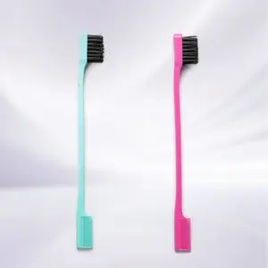 WIGCOOL (Free Gifts-Do Not Order Separately) Hair Edge Brush with Comb & Eyebrow Brush Multi-functional Tool for Flawless Hair Edges Comfortable(Random Color)