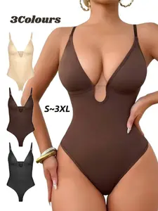 Women's Shapewear Deep V Thong Bodysuit, Smooth Slimming Underwear, All-Season Comfortable Basic, S~xxxl Size, Sexy Style
