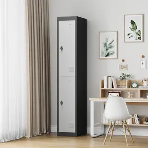 [FLASH SALE] Garvee Metal Storage Cabinet with 2 Doors, 72" Single Storage Steel Locker with Door & Keys, Tall Secure Lockers for Employees Students with Shelves for School Gym Home Office, Light Gray & Black