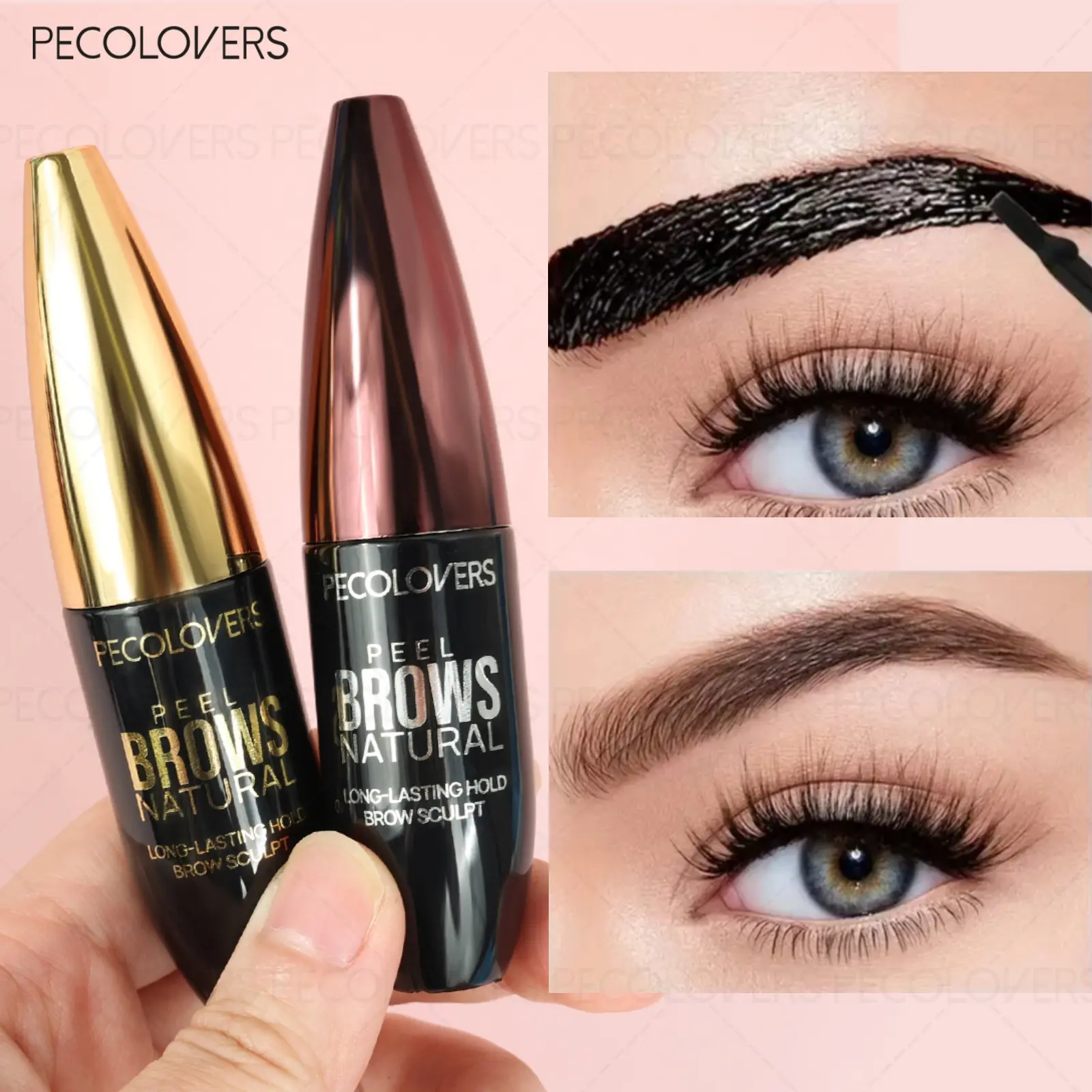 Peelable Brow Gel, Eyebrow Makeup Gel, Brow Styling Gel, Brown and Black, Brow Tint, Waterproof, Long-lasting and Natural, Fills in Brow Gaps, Brow Cosmetics, Eyebrow Products