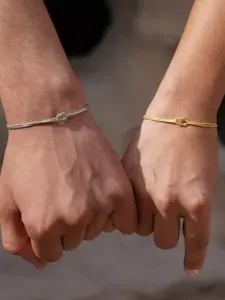 2-Piece Valentine's Day Knot Snake Chain Romantic Bracelet Set - Minimalist & Sentimental Couple Bracelets, Unisex Holiday Gift, 2-Pack Jewelry Accessories, Couples Bracelets