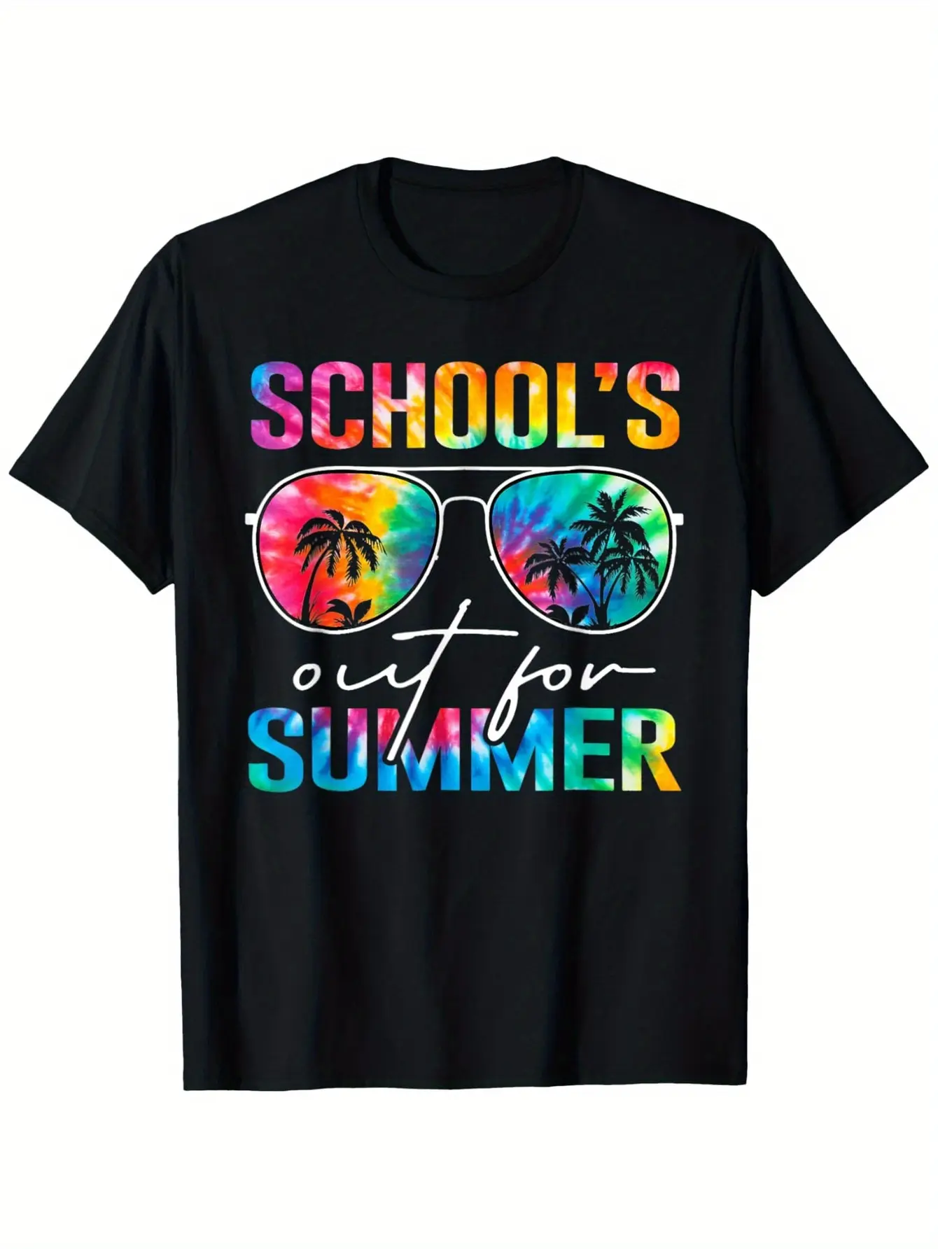 Schools Out For Summer Tie Dye Last Day Of School Teacher T-Shirt Cotton T-shirt Halloween Thanksgiving Christmas Gift for Men Women Family Friends, Valentines Day Gifts, Fathers Day Gifts Mothers Day Gifts