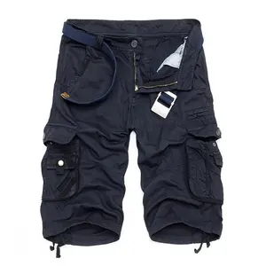 Cargo Shorts Men Cotton Loose Tactical Short Pants No Belt