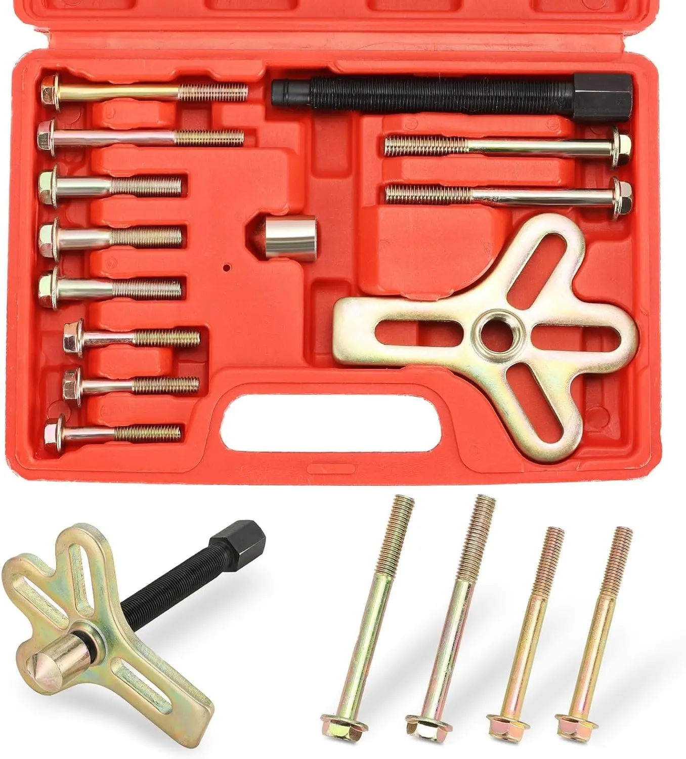 13PCS Harmonic Balancer Steering Wheel Puller Kit with Flywheel and Crankshaft Pulley Removal Tools