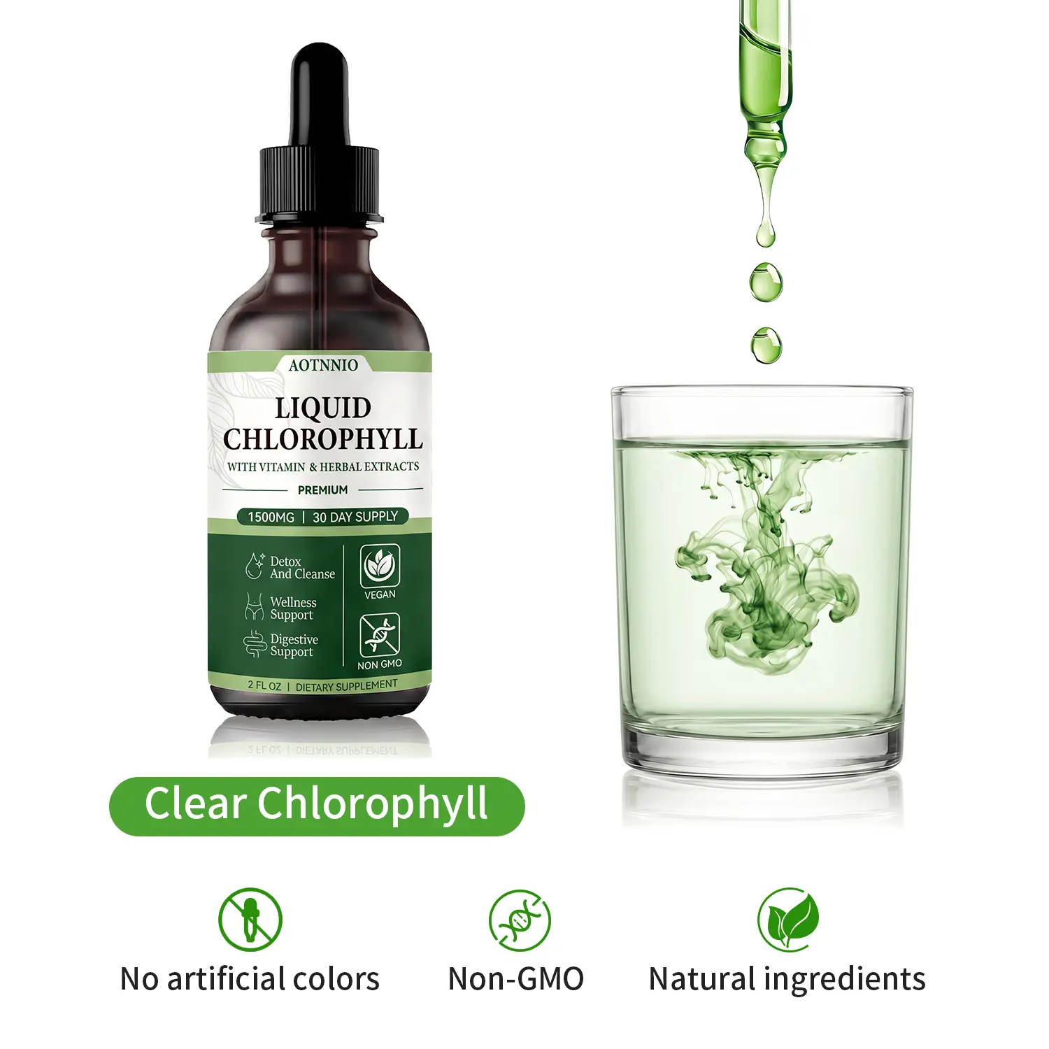 Clear chlorophyll Liquid Drops |1500 mg chlorophyll supplement | supports Natural Cleansing, Digestive Health & Daily Wellness | Natural ingredients | No Artificial Colors Natural Mint Flavor|30-Day Supply|DealsForYouDays