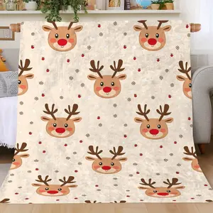 Christmas Cute Elk Print Holiday Decoration Blanket, Soft And Warm Commemorative Blanket For Unforgettable Moments, Perfect Holiday Gifts For Classmates, Friends, Family, And Loved Ones For Naps, Camping, Travel, Cars, And Home Or Office Decor