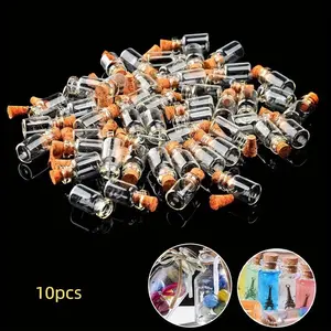 Mini Wishing Bottle Set, Transparent Glass Storage Bottles, Home Decor Accessories, Ideal for Gifts & Collectibles, Pack of 10