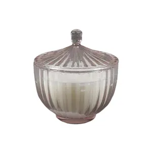 Glass Rib Apothecary Candle with Lid Peony Scented 19 oz Household Candle for Decor & Gift Floral Fragrance Ornaments