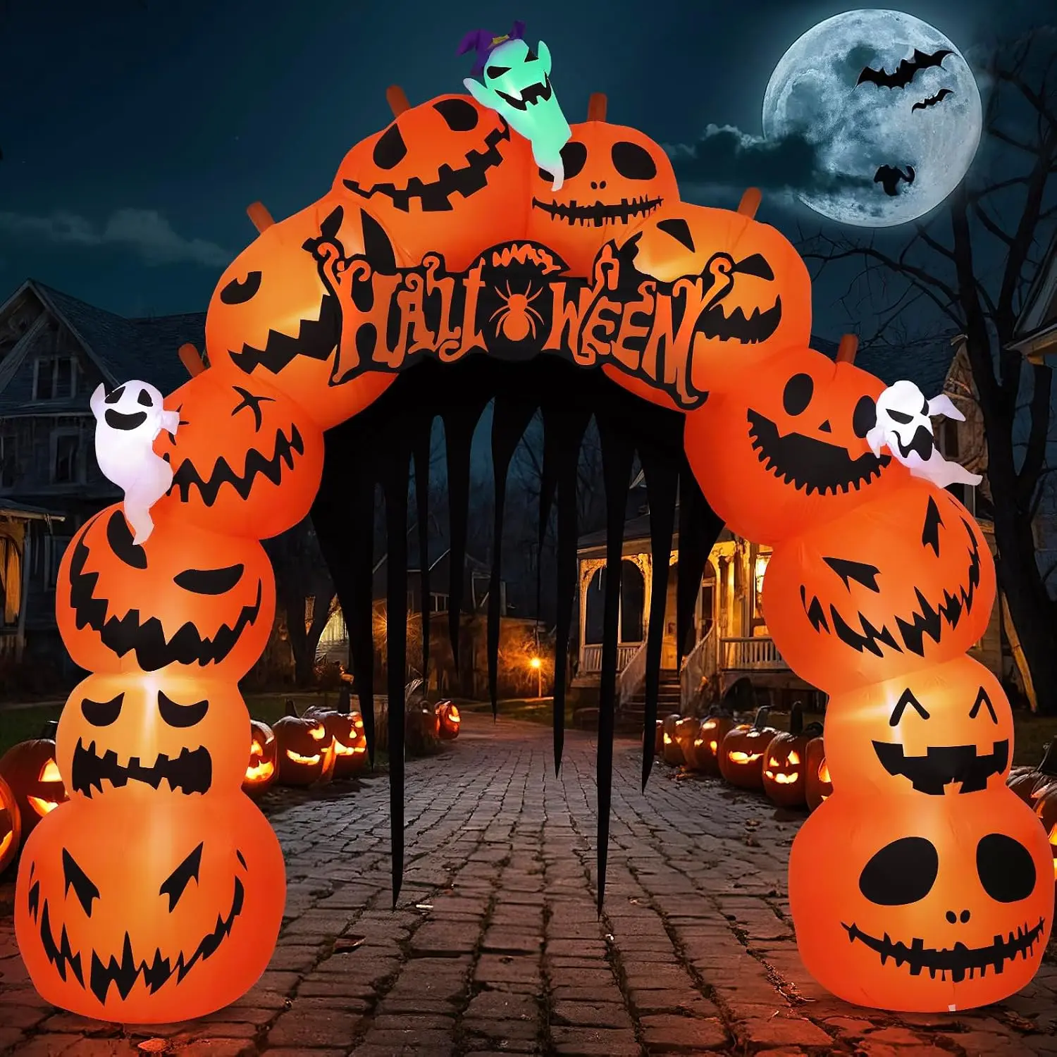 10FT 2026 Arched Blow-Up Halloween Inflatable Pumpkin Archway with Built-in LEDs - Easy-Install Outdoor-Indoor Holiday Decor, Halloween Ideas for Yard Decoration to Boost Curb Appeal