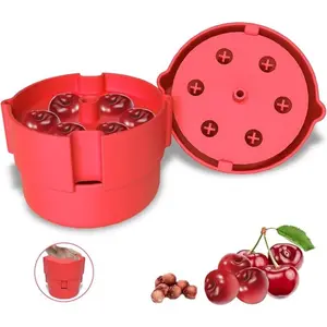 Cherry Pitter, Multiple Cherries Seed Remover,Portable Cherry Pitter Corer Tool, Pits up to 6 Cherries at Once, Labor-Saving Push Down Cherry Corer Pitting Tool