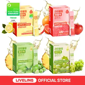 [Fullight Official] Liveling Apple Cider Vinegar Drink Stick, Daily Wellness Stick, Sugar-Free, Low-Calories, Portable On-The-Go Packets (30 sticks), Lemon Grapefruit Korean-plum ShineMuscat