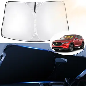 Canvcle Windshield Sunshade for Mazda CX-5 2017-2026 Reflective Polyester UV 240T 5 Layers Protection Custom Fit Car Sun Visor Silver Black Effective Shading Insulation
