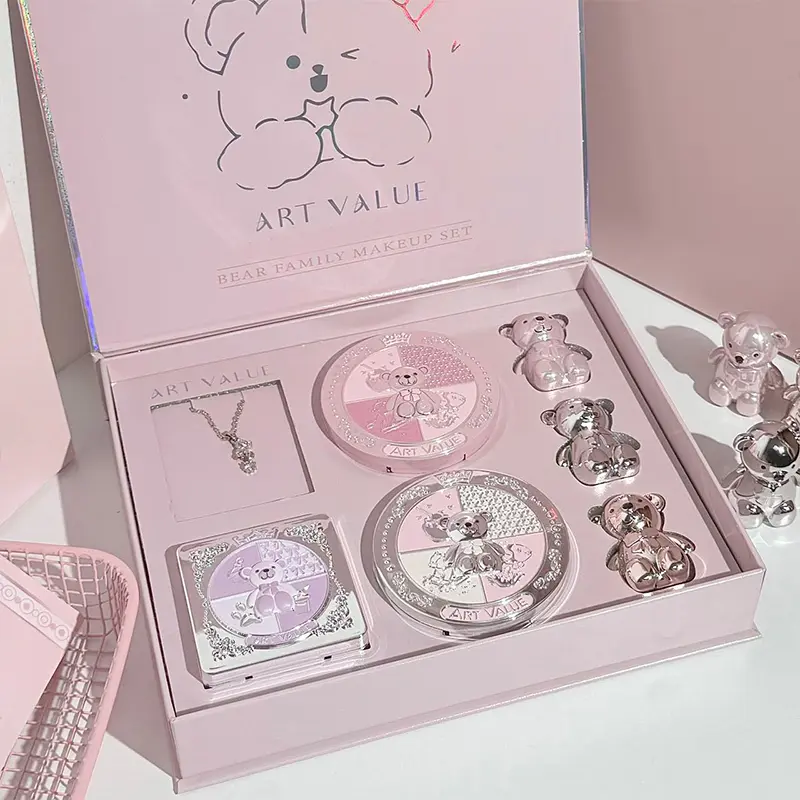 Bear Family Makeup Gift Box Cosmetic Makeup Set Makeup Palette Set Lip Color powder blusher eye shadow powder Holiday Gift Makeup Set