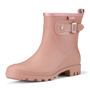 HISEA Women's Waterproof Ankle Rain Boots - Fashion Anti-Slip Garden Shoes with Comfort Insole